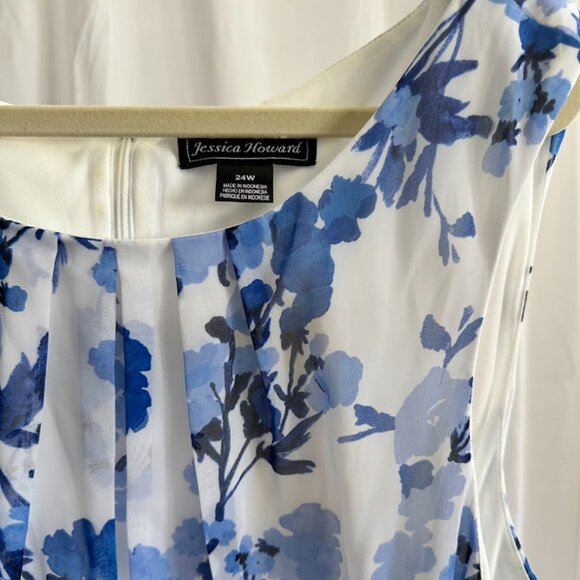 Jessica Howard Women's Plus 24W Blue/White Floral Maxi Dress - Picture 5 of 11